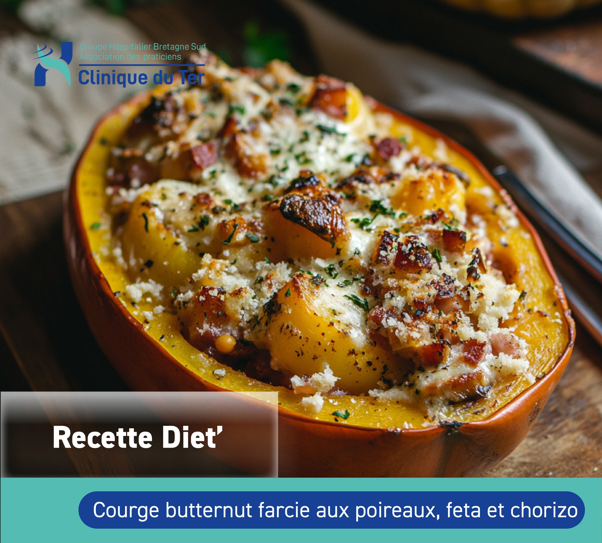 [Recette diét'] - Courge butternut farcie aux poireaux, feta et chorizo