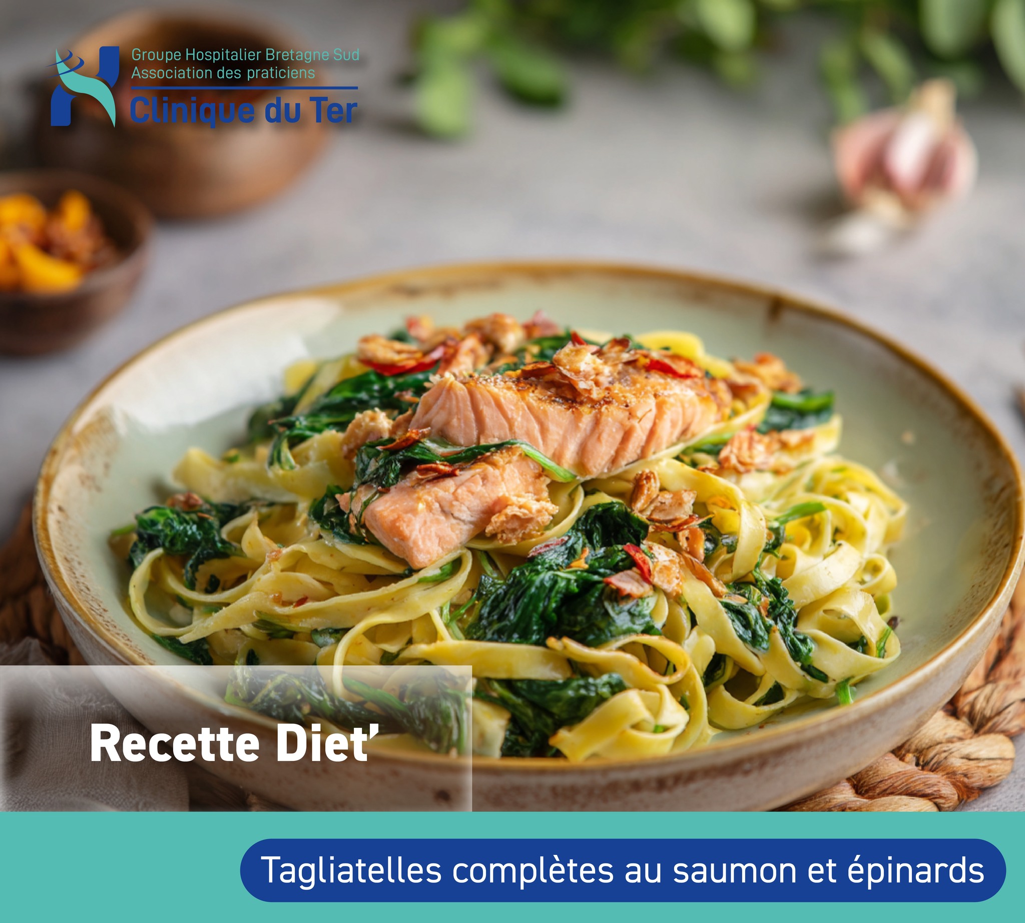 [Recette dièt'] - Plat gourmand : Tagliatelles complètes au saumon et épinards
